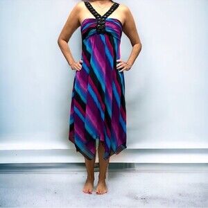 Retro 90’s Y2K Halter Maxi Style Dress with beaded straps pink purple blue black